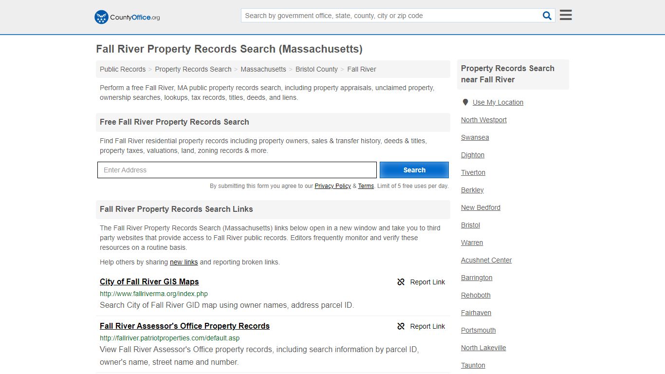 Fall River Property Records Search (Massachusetts) - County Office